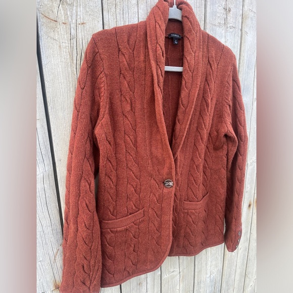 Talbots Rust Cable Knit Cardigan - Picture 2 of 11